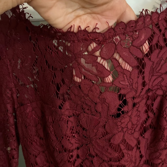 Eliza J Fit and Flare Lace Dress - Pretty Burgundy shade. - Picture 7 of 9